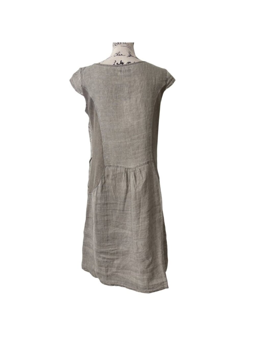 Lina Tomei Womens Size M Midi Dress Linen Embroidered Made In Italy Short Sleeve - Picture 3 of 8